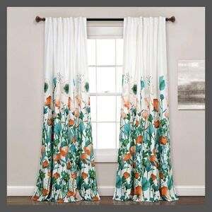 Lush Decor - Set of 2 (84"x52") Zuri Flora Light Filtering Wind Blue